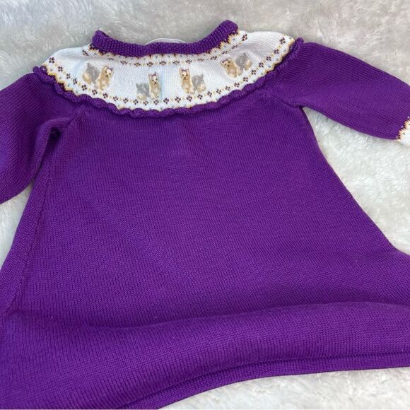 JANIE AND JACK 0-3m PURPLE PUPPY DOG SWEATER STYLE DRESS WINTER WHIMSEY cotton - Picture 13 of 16
